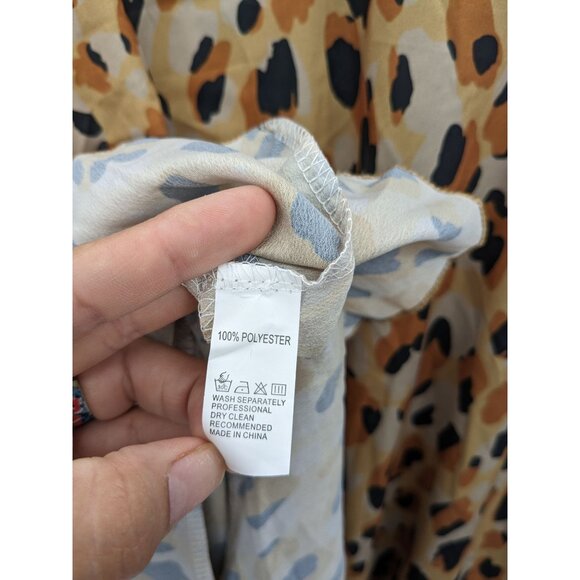 Anna Kaci Leopard Print Ruffle Midi Dress Women Size M Asymmetric Boho Glam Y2K - Picture 10 of 11